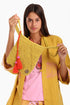 Hand knitted cross body bag in linen yarn